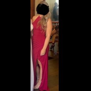 Azazie Asymmetrical Dress in burgundy